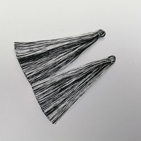 Bastelrohling für Handarbeiten Quaste „Schwarz-Weiß-Streifen“, Länge 7 cm, Durchmesser 7 mm, Paar