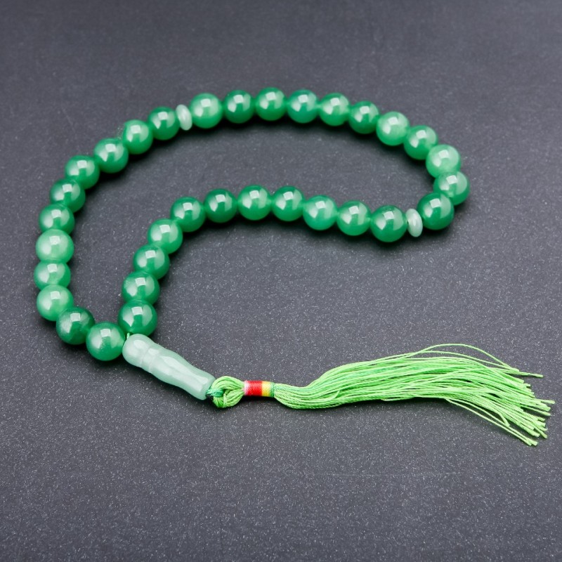 Jade-Gebetskette, 33 Perlen, Durchmesser 10 mm