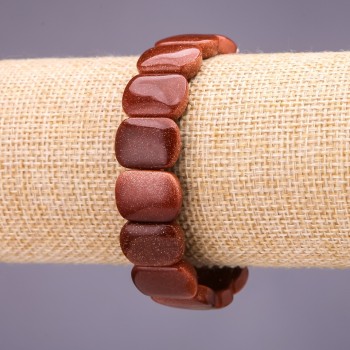 Armband aus Aventurin (synthetisch) Goldener Sand, Glieder ca. 16×12 mm, Länge 18 cm, auf Elastikband