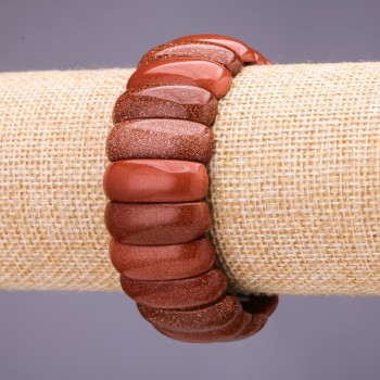 Armband aus Aventurin «Goldener Sand» Glieder 25×10 mm, Länge ca. 18 cm, auf elastischem Band