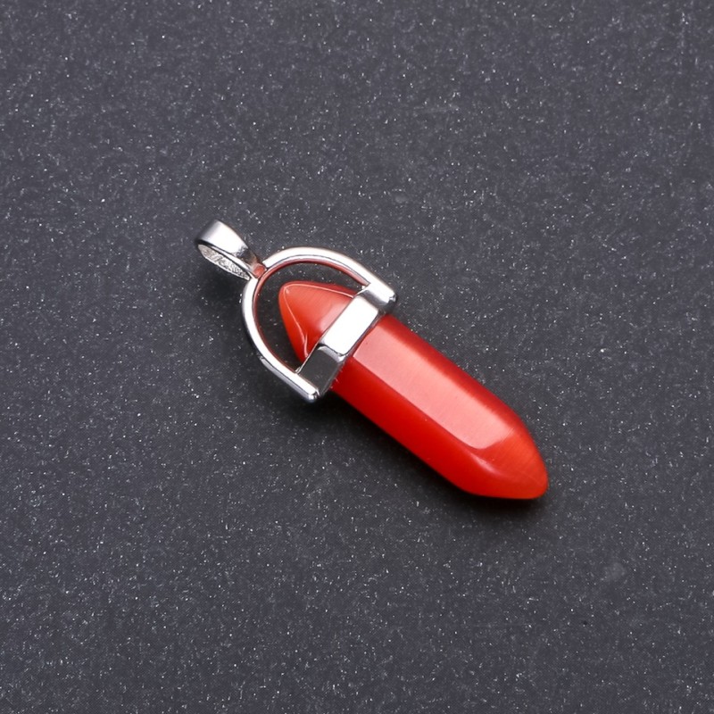 Anhänger Katzenauge rot sechseckig 8×35×41 mm