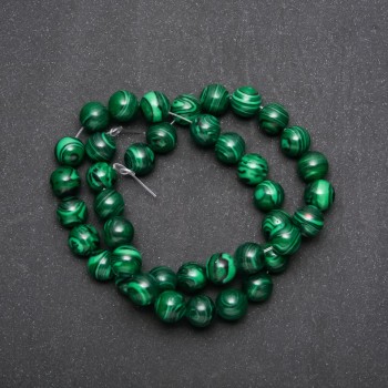 Kunstmalachit-Perlen auf Schnur, glatte Kugeln, Durchmesser 10 mm, Länge 38 cm
