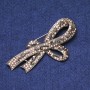 Ausverkauf! Schleifenbrosche mit goldfarbenen Strasssteinen, goldfarbenes Metall 39×80 mm