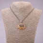 Anhänger 'Igel' mit schwarzen Strasssteinen auf langer Kette aus Metall 'Schwarzgold', Durchmesser 30 × 39 mm, Länge 70 cm