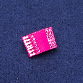 Brosche Akkordeon mit Strasssteinen aus rosafarbenem Metall 24×17 mm