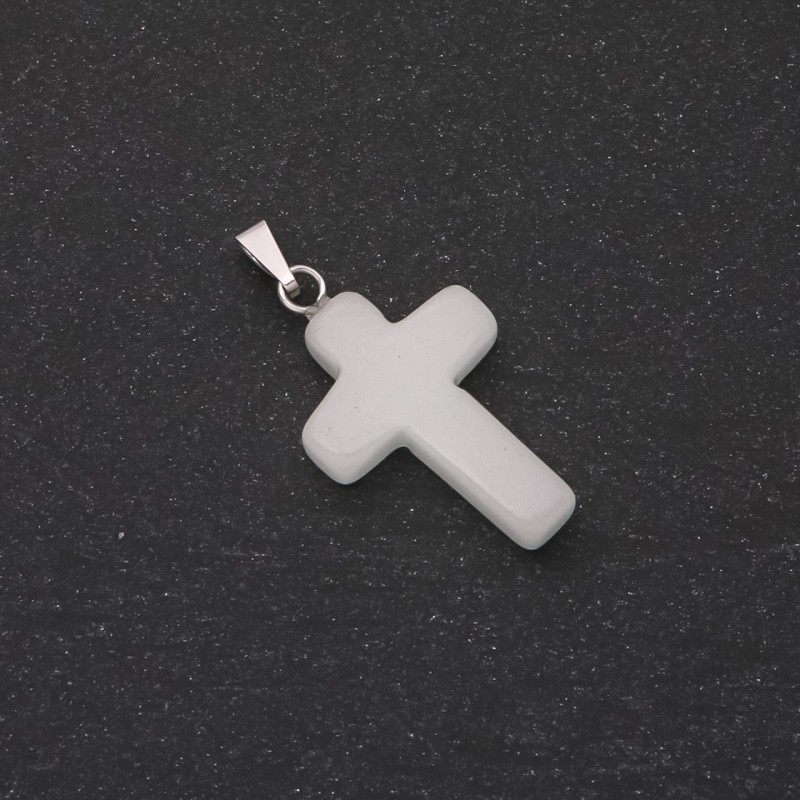Anhänger Kreuz aus Onyx mit türkisfarbener Ausstrahlung 18×27 mm+