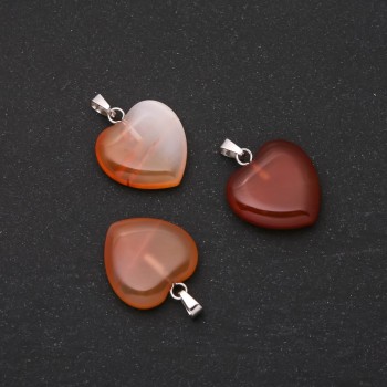 Anhänger „Herz“ aus natürlichem Karneol, 28×19×19 mm (±)