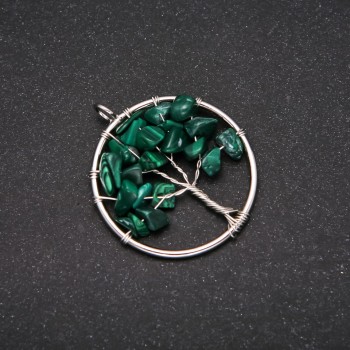 Anhänger 'Baum des Glücks' Malachit, Durchmesser 30 mm