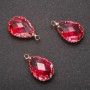Anhänger Tropfen in Rosa, goldfarbene Fassung 13×21 mm