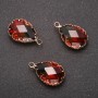 Anhänger Tropfen grün-rot, goldene Fassung 13×21 mm