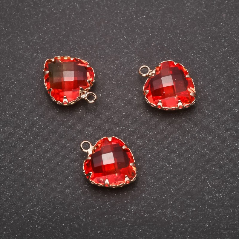 Herz-Anhänger in Orange-Gelb, goldfarbene Fassung 12×15 mm