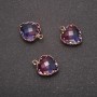 Anhänger „Herz“ in Himbeerblau, goldfarbene Fassung, 12 × 15 mm