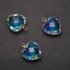 Herz-Anhänger in Blau-Gelb, goldfarbene Fassung 16×20 mm