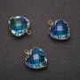 Herz-Anhänger in Blau-Gelb, goldfarbene Fassung 16×20 mm