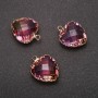 Herz-Anhänger, rosa-gelber Farbton, goldfarbene Fassung, 16×20 mm