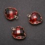 Herz-Anhänger Rot-Grün, goldfarbener Rahmen, 16×20 mm