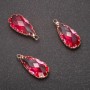 Anhänger Tropfen in Rosé-Farbton, goldfarbene Fassung 10×24 mm