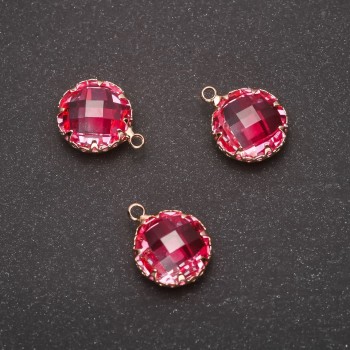Anhänger Kreis – Rosafarbener Ton, goldfarbene Fassung, 10×17 mm