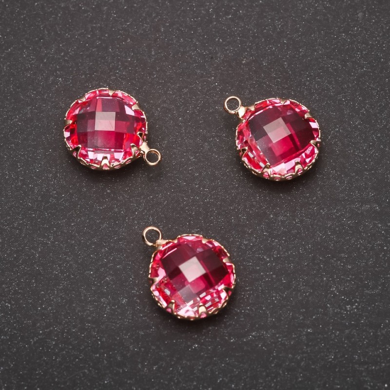 Anhänger Kreis – Rosafarbener Ton, goldfarbene Fassung, 10×17 mm