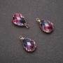 Anhänger „Tropfen“ Blau-Rosa-Ton, goldene Fassung 10×17 mm