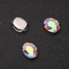 Regenbogenfarbener ovaler aufgenähter Kristall in Kappe 10×12 mm