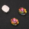 Preis pro Packung /10 Stück. Aufgenähter Kristall mit Kappe, oval 10x12 mm rosa-grün