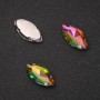 Preis pro Packung / 10 Stück. Aufgenähter Kristall in Kappe Oval 7×15 mm rosa-grün