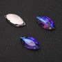 Preis pro Packung / 10 Stück – Aufgenähter Kristall in Kappe Oval 9x18 mm Blau-Violett