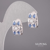 Xuping-Ohrringe mit blauen Steinen 5×12 mm Rhodiumbeschichtet