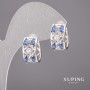 Xuping-Ohrringe mit blauen Steinen 5×12 mm Rhodiumbeschichtet