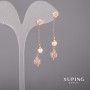 Ohrringe Xuping mit weißen Steinen und Mallorca-Perlen, 10×46 mm, 18K-Vergoldung