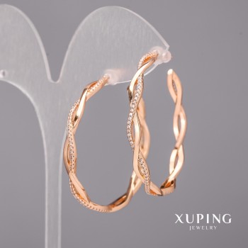 Ohrringe Xuping – Ringe mit weißen Steinen, 4x42 mm, 18K Vergoldung