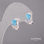 Xuping-Ohrringe mit blauen Steinen 8x12 mm Rhodium-beschichtet