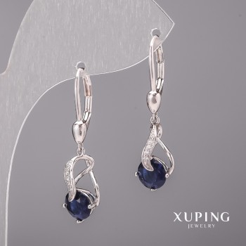 Ohrringe Xuping mit blauen Steinen 8×33 mm Rhodiumbeschichtung