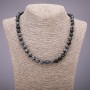 Halskette aus Schneeflocken-Obsidian mit Apache-Tränen, glatte Kugeln, Durchmesser 8 mm, Länge 48 cm