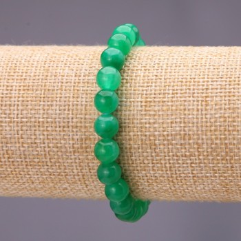 Armband aus Chrysopras (Einzelstück) glatte Kugeln, Durchmesser ca. 8 mm, auf elastischem Band, Umfang ca. 18 cm