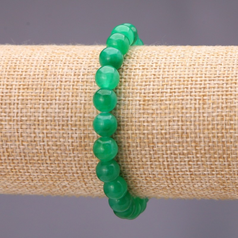 Armband aus Chrysopras (Einzelstück) glatte Kugeln, Durchmesser ca. 8 mm, auf elastischem Band, Umfang ca. 18 cm