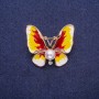 Ausverkauf! Brosche 'Schmetterling' mit einer Perle und Emaille, 30×35 mm, goldfarbenes Metall