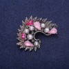 Sonderangebot! Brosche 'Akzent' mit rosafarbenen Kristallen und Perlen, silberfarbenes Metall 35 × 45 mm