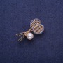 Brosche 'Tennisschläger mit Perle' aus goldfarbenem Metall 18×33 mm
