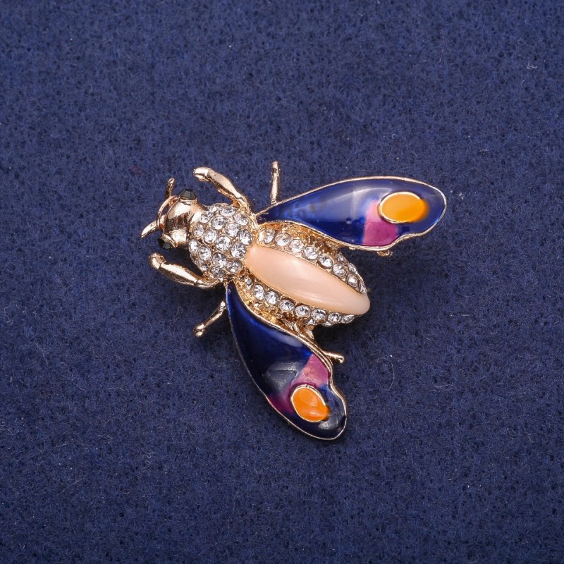 Ausverkauf! Brosche Schmetterling mit Emaille und Strasssteinen, goldfarbenes Metall 35×35 mm