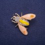 Sale! Schmetterlingsbrosche mit Emaille und Strasssteinen, goldfarbenes Metall 35×35 mm