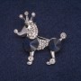 Brosche Pudel mit Kristallen, silberfarbenes Metall, 39×40 mm