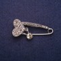 Ausverkauf! Nadelbrosche Herz mit Strasssteinen, graues Metall 17 × 41 mm