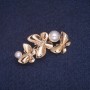 Ausverkauf! Brosche Schmetterlinge mit Perlen und Strass, goldfarbenes Metall 22×41 mm