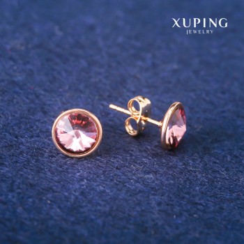 Ohrstecker Kugeln Xuping mit Swarovski-Kristallen, Farbe lila, Durchmesser 10 mm, 18K Vergoldung
