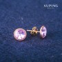 Xuping Ohrstecker mit lavendelfarbenen Swarovski-Kristallen, Durchmesser 10 mm, 18K-Vergoldung