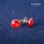 Ohrstecker Xuping mit roten Swarovski-Kristallen, Durchmesser 10 mm, 18K-Vergoldung