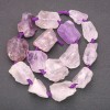 Unverarbeitete Amethyst-Nugget-Perlen auf Schnur, galetförmige Perlen, Größe ca. 20 x 26 mm, Länge ca. 42 cm