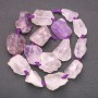 Unverarbeitete Amethyst-Nugget-Perlen auf Schnur, galetförmige Perlen, Größe ca. 20 x 26 mm, Länge ca. 42 cm